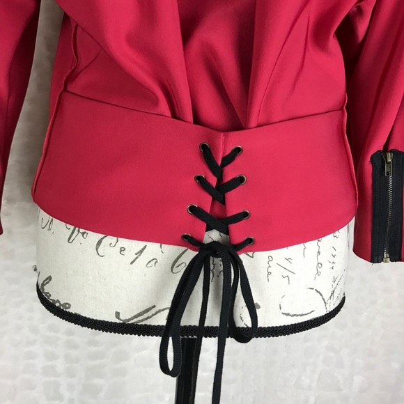 Tracy Reese Pink Jacket Lace Up Back Zip Sleeve M - Picture 5 of 8